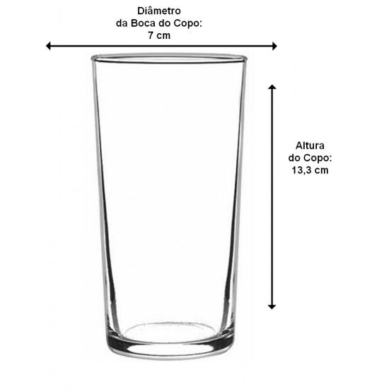 Copo 340ml Alto 13,3cm Altura Por 7cm Diâmetro De Vidro Montecarlo